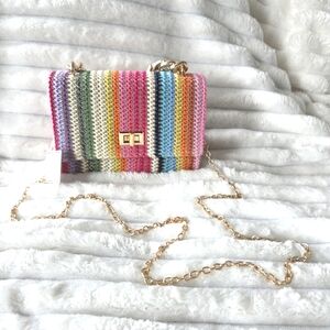 NWT Shiraleah Multi Marisol Clutch Purse Crossbody W/ Removable Gold Chain